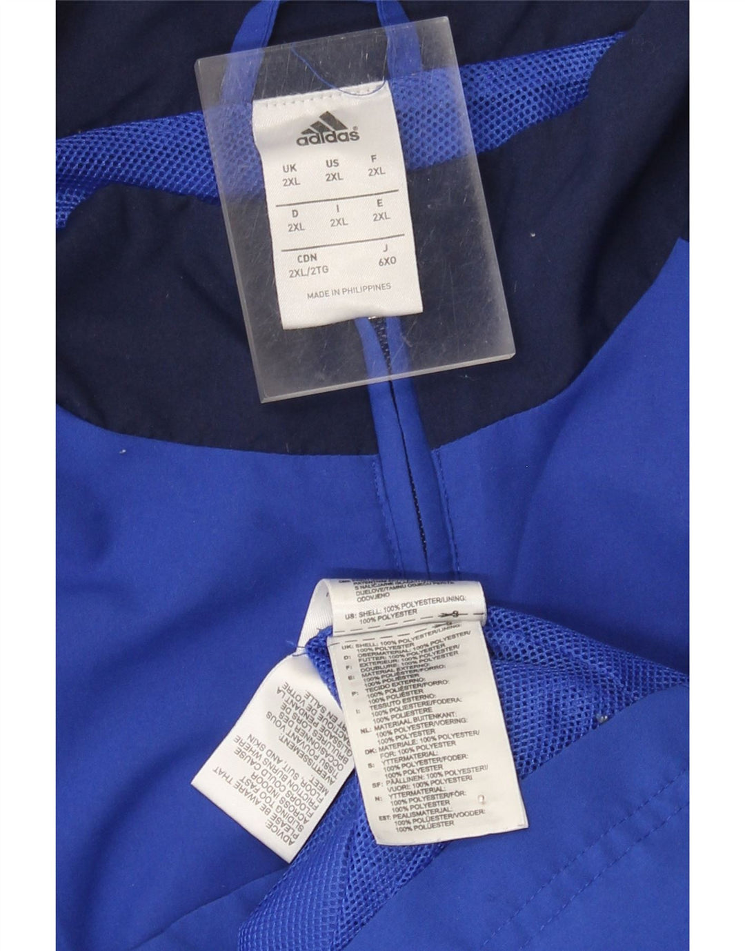 Adidas Mens Tracksuit Top Jacket 2XL Blue Colourblock Polyester