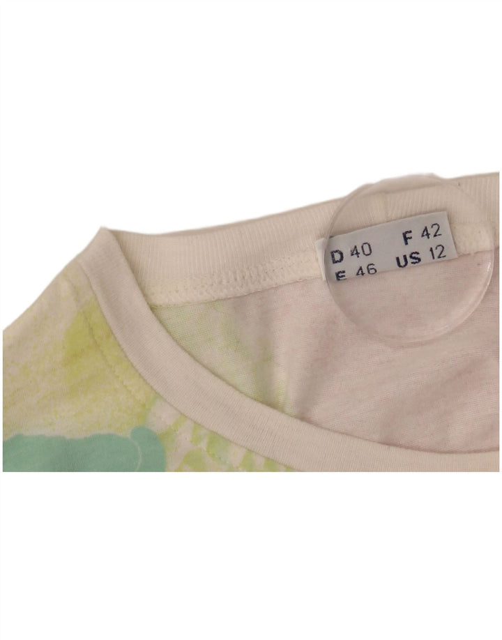 SERGIO TACCHINI Womens Graphic T-Shirt Top US 12 Large White Floral Cotton