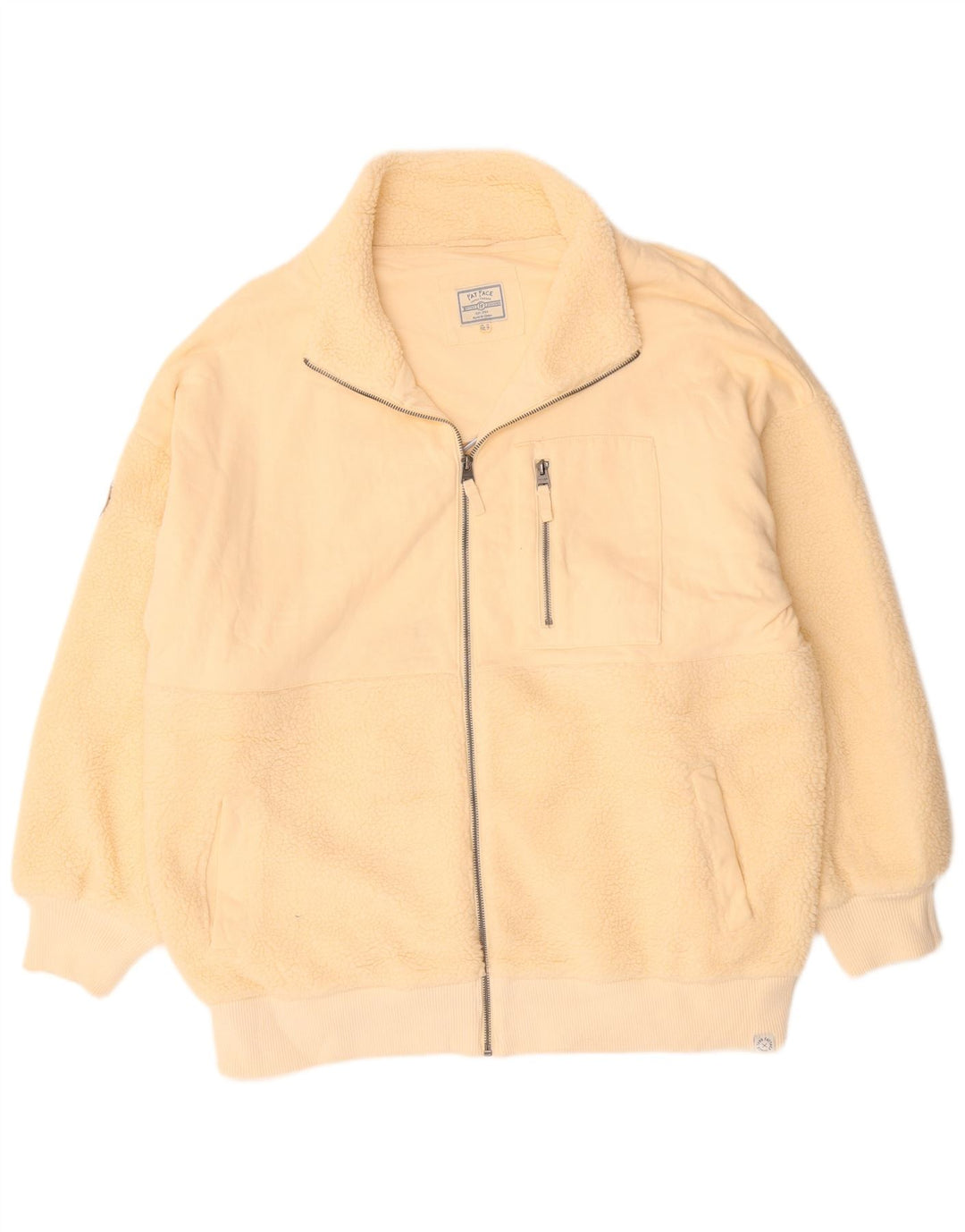 Fat Face Womens Fleece Jacket UK 18 XL Off White Polyester