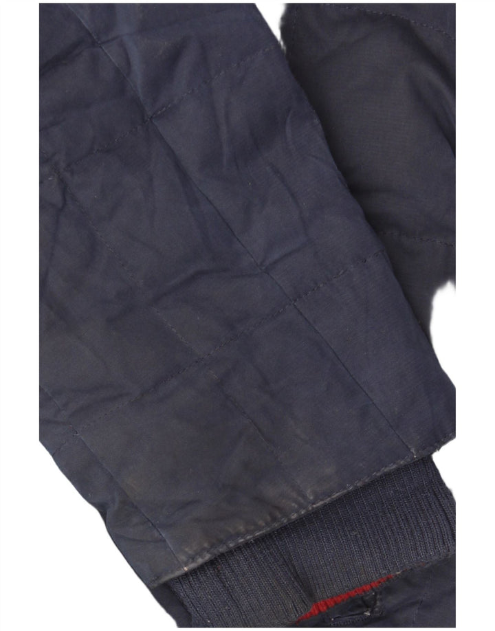 FAT FACE Womens Hooded Padded Jacket UK 14 Large Navy Blue Polyester