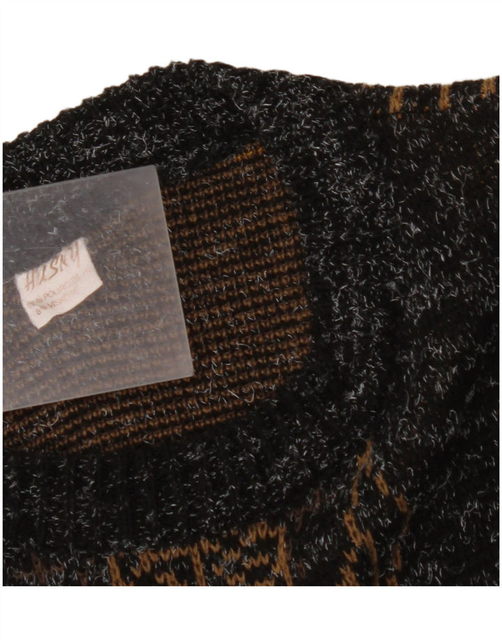 VINTAGE Womens Graphic Crew Neck Jumper Sweater UK 18 XL Black Flecked