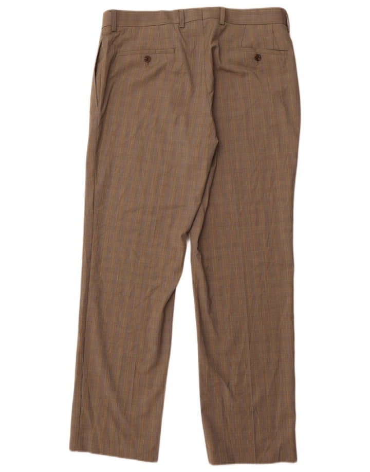 POLO RALPH LAUREN Mens Straight Suit Trousers W34 L30 Brown Houndstooth