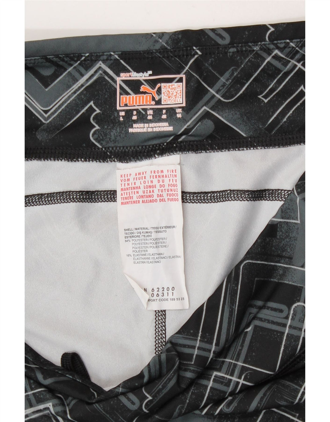 Puma Womens Leggings UK 14 Large Black Geometric Polyester