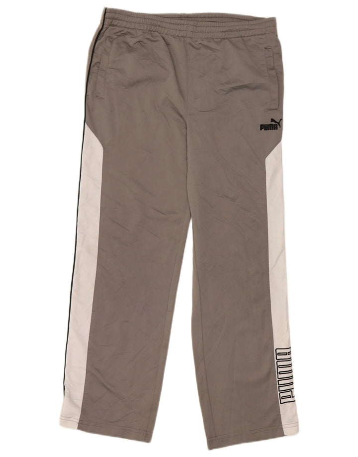 Puma Boys Graphic Tracksuit Trousers 9-10 Years Medium Grey Colourblock