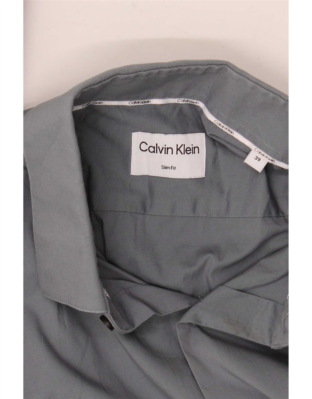 Calvin Klein Mens Slim Fit Shirt Size 39 Medium Grey