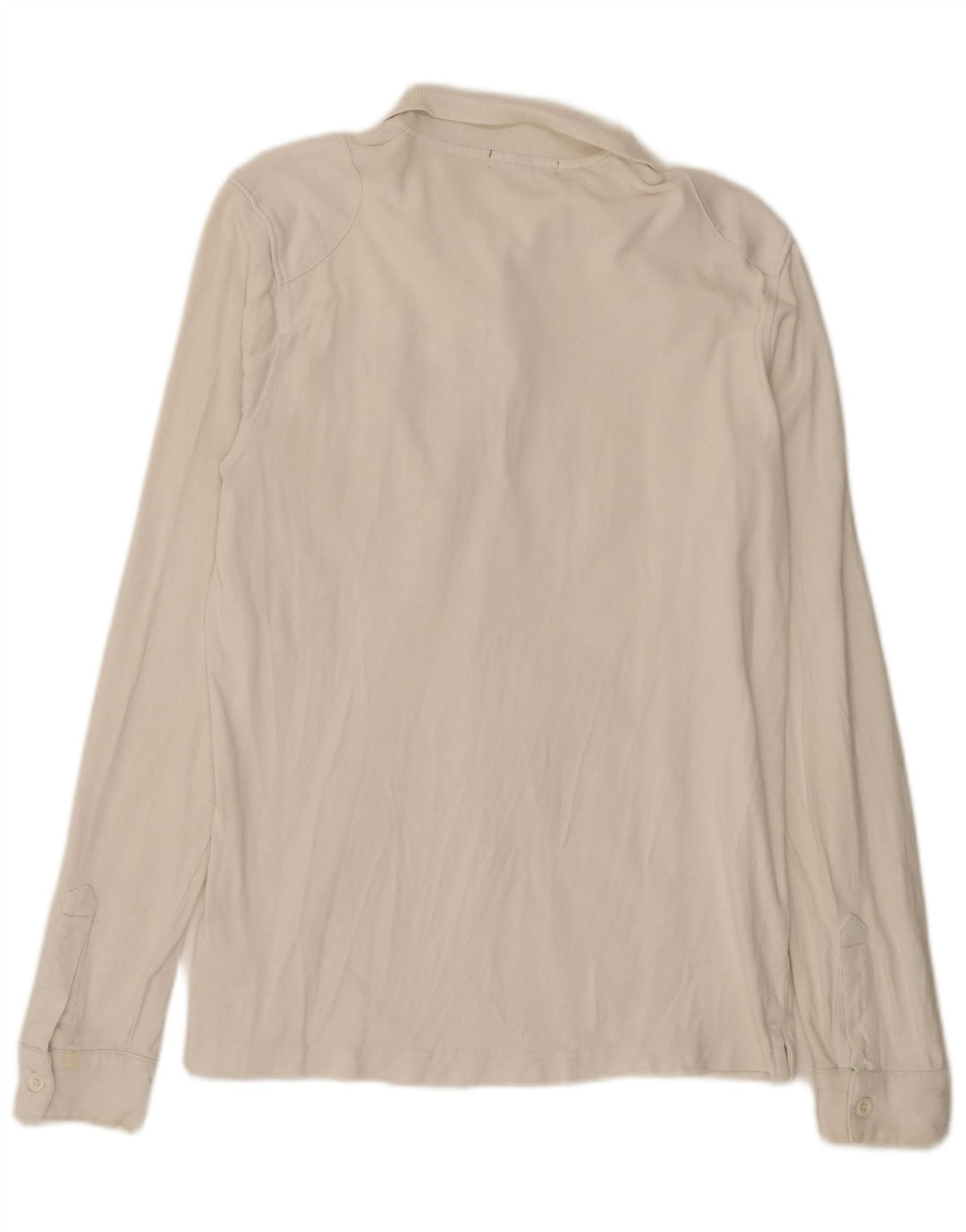 Lyle & Scott Mens Long Sleeve Regular Polo Shirt Medium Off White Cotton