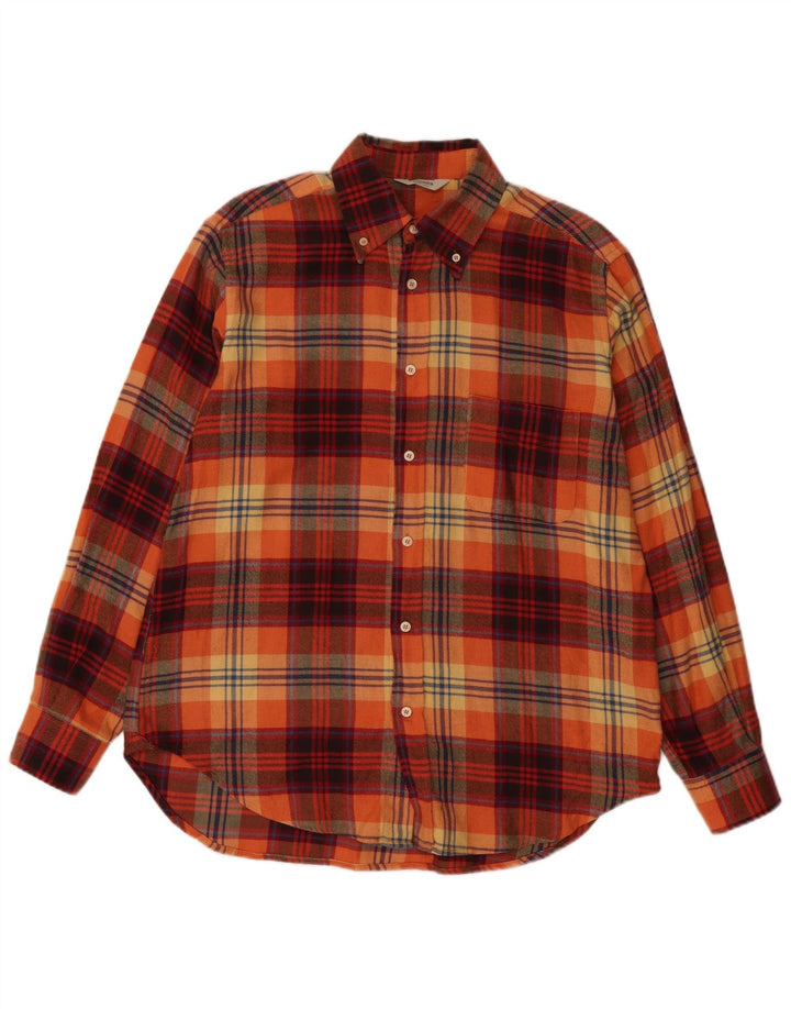Dolomiten Mens Flannel Shirt Size 41 Large Orange Check Cotton