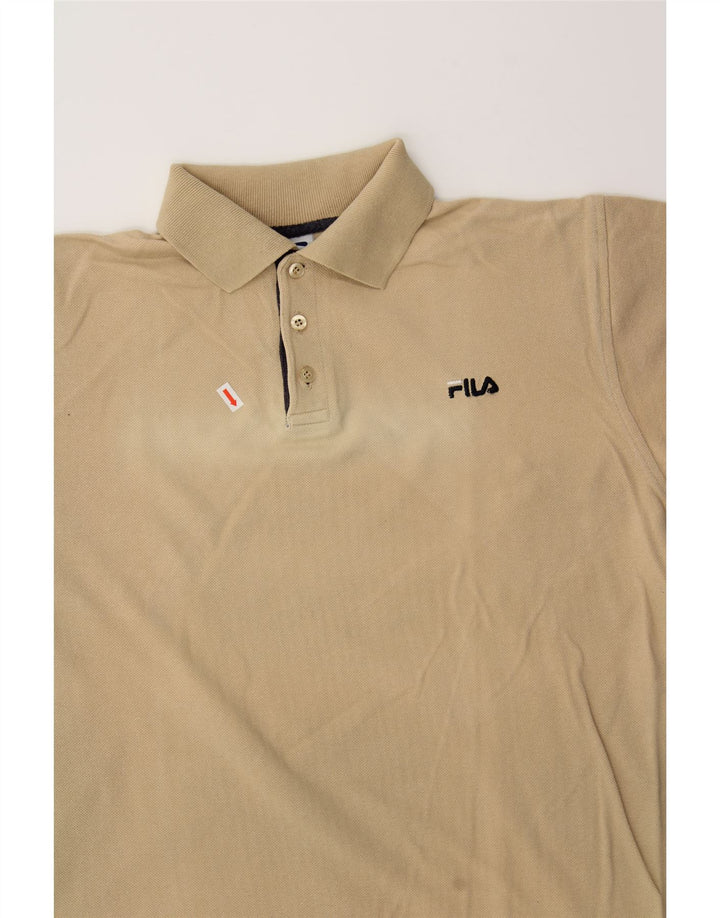 FILA Mens Polo Shirt Medium Beige Cotton Vintage Fila and Second-Hand Fila from Messina Hembry 