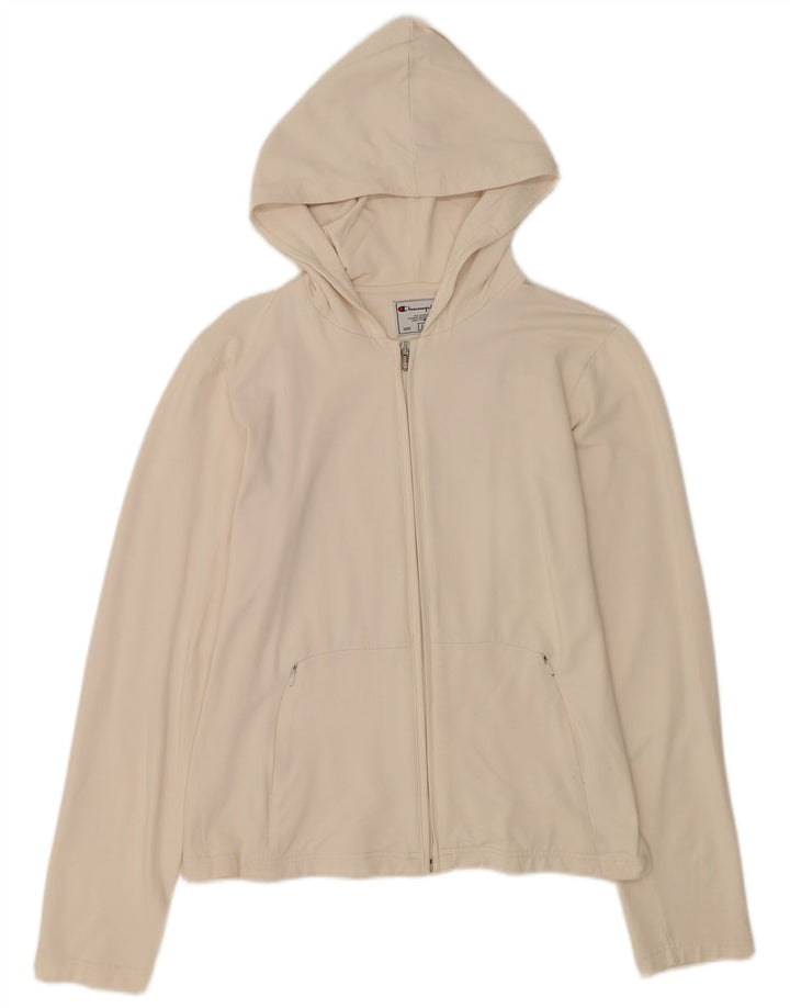 Champion Womens Zip Hoodie Sweater UK 14 Large White Polyamide