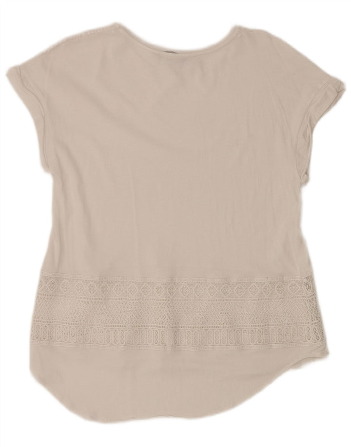 DESIGUAL Womens Graphic Blouse Top UK 12 Medium White Geometric