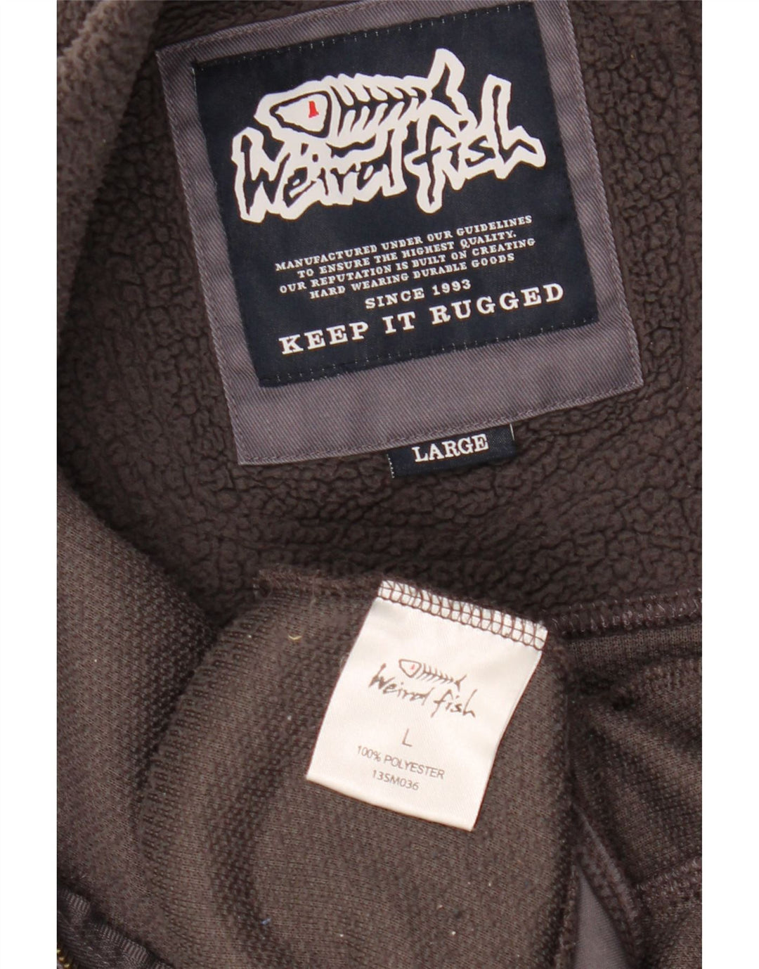 WEIRD FISH Mens Fleece Jacket UK 40 Large Grey Polyester