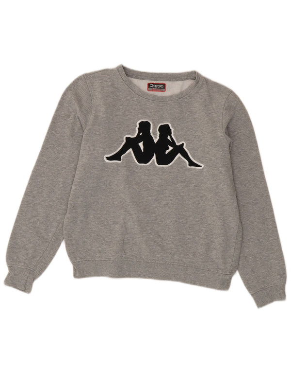 Kappa Womens Graphic Oversized Sweatshirt Jumper UK 10 Small Grey Cotton