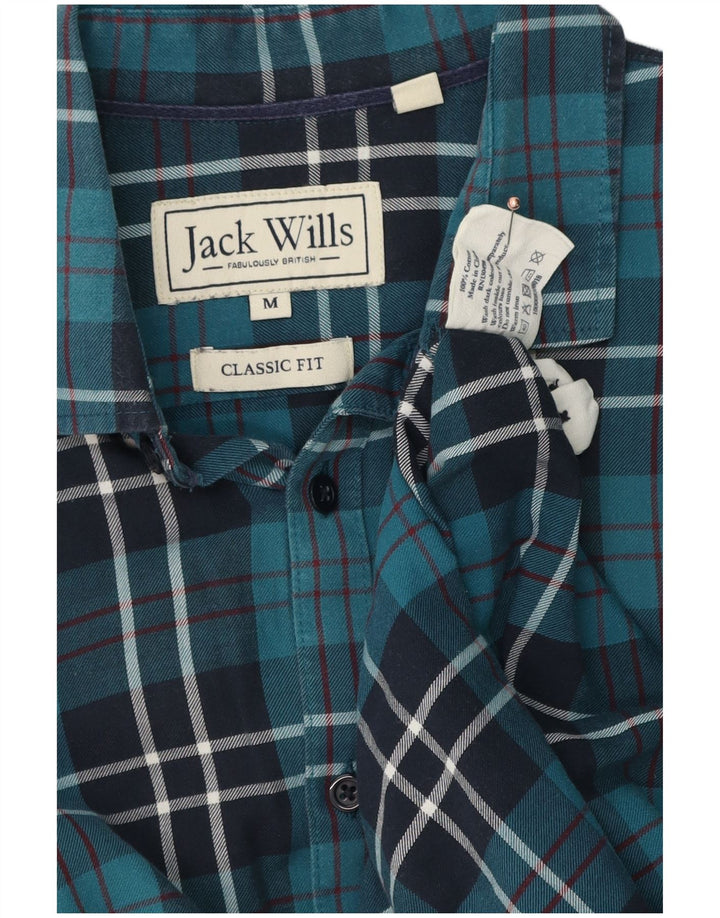 Jack Wills Mens Classic Fit Flannel Shirt Medium Blue Check Cotton
