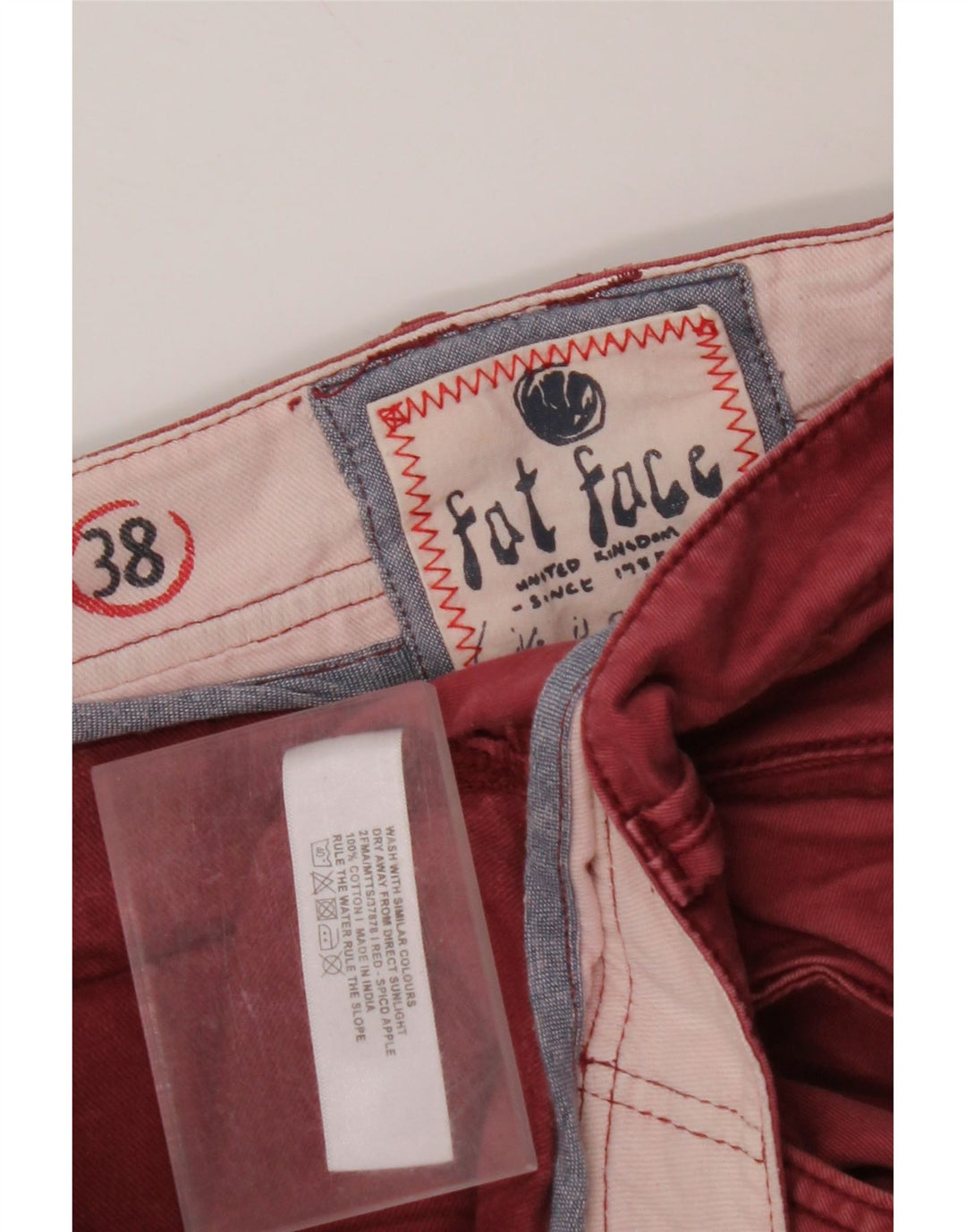 FAT FACE Mens Straight Chino Trousers W38 L33 Red Cotton