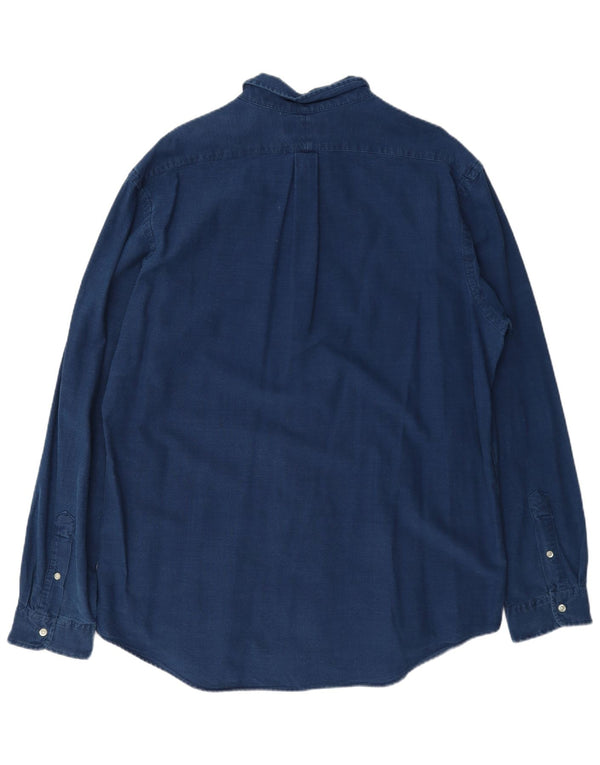 Ralph Lauren Mens Indigo Custom Fit Shirt 2XL Navy Blue Cotton