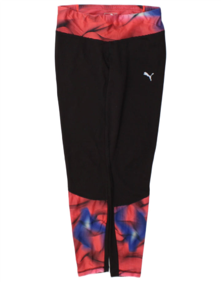 Puma Womens Leggings UK 12 Medium Black Geometric