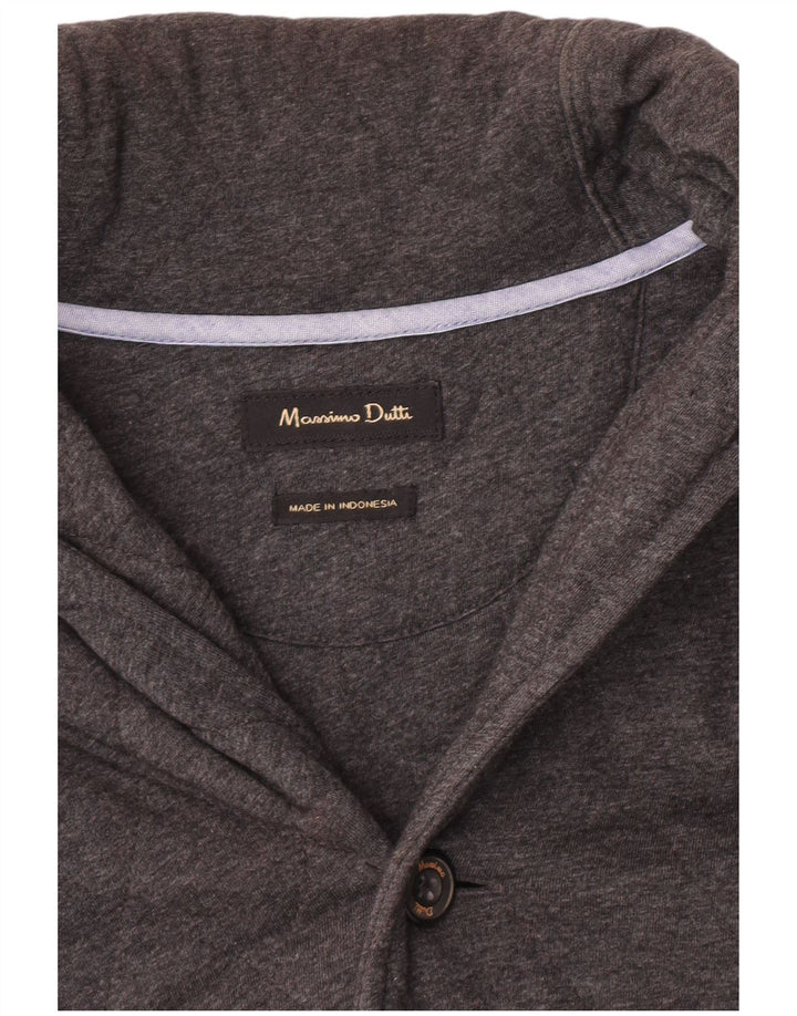 Massimo Dutti Mens Cardigan Sweater Small Grey Argyle/Diamond
