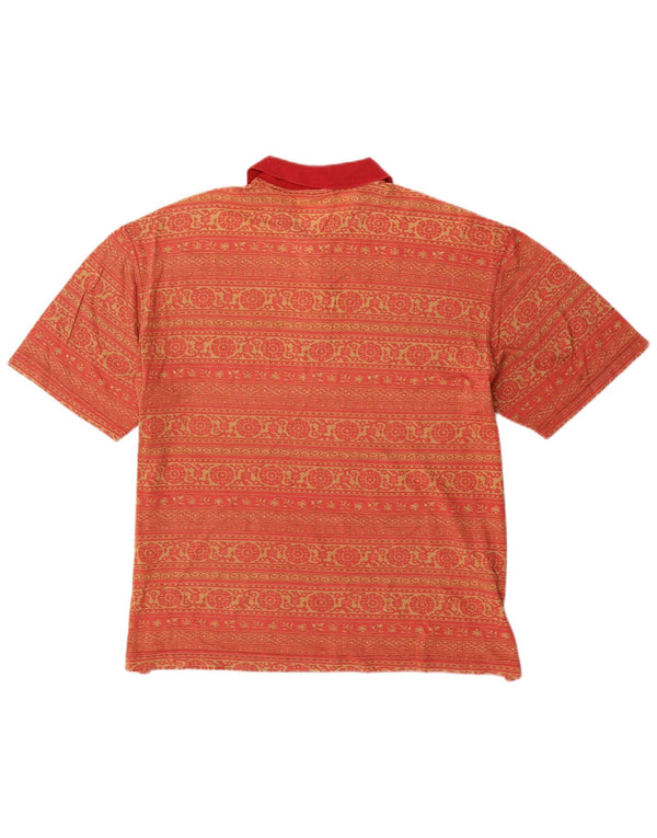 DIADORA Mens Polo Shirt UK 42 Large Red Paisley