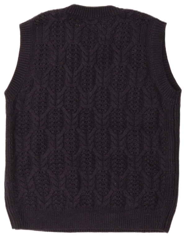 Marks & Spencer Womens Vest Tank Top UK 16 Large Navy Blue Acrylic