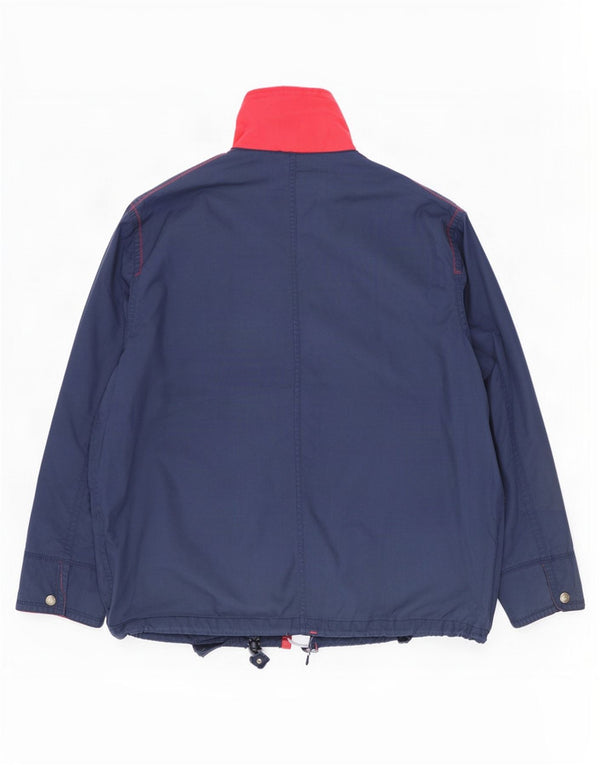 Vintage Mens Loose Fit Utility Jacket UK 38 Medium Navy Blue Colourblock