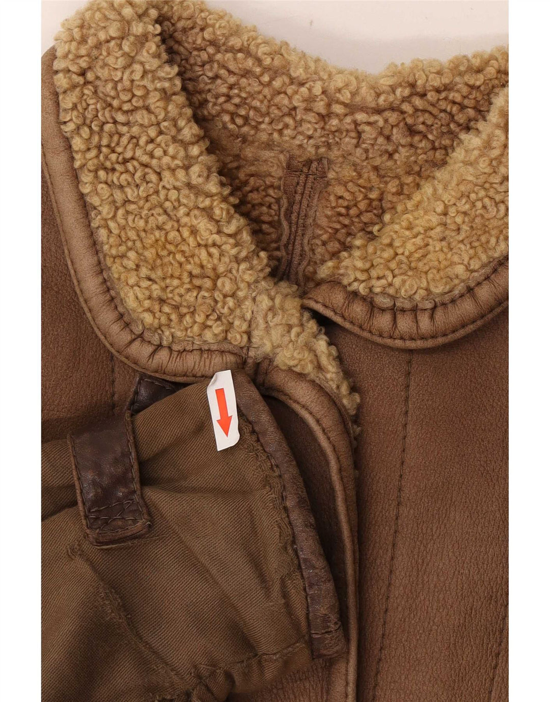 Vintage Womens Sherpa Oversized Leather Jacket IT 46 Large Brown