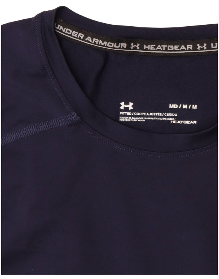 UNDER ARMOUR Mens Heat Gear T-Shirt Top Medium Navy Blue Synthetic