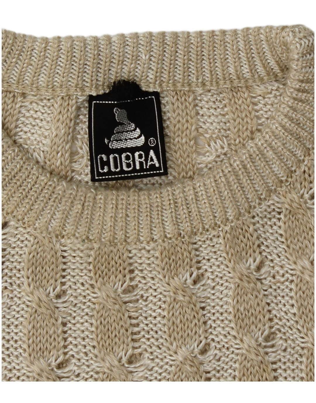 COBRA Mens Crew Neck Jumper Sweater IT 50 Medium Beige Patchwork
