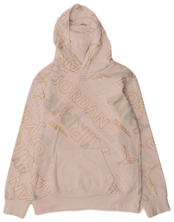 JORDAN Boys Graphic Hoodie Jumper 13-14 Years XL White Cotton
