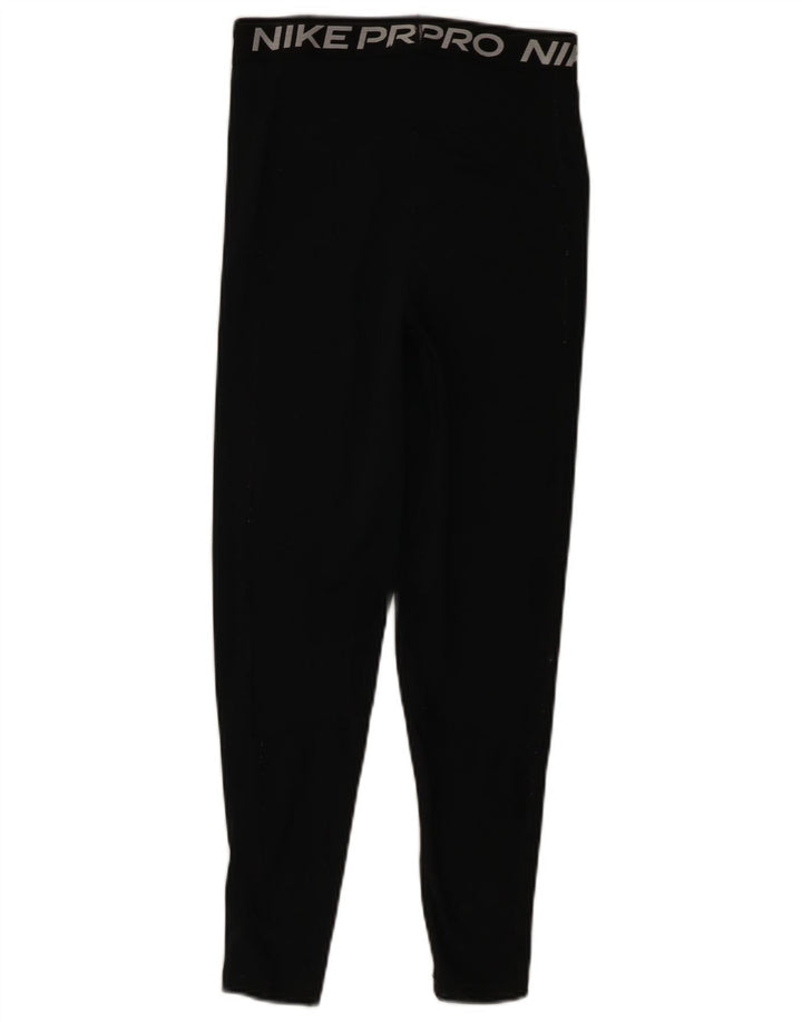 Nike Womens Dri Fit Crop Graphic Leggings UK 8 Small  Black Polyester