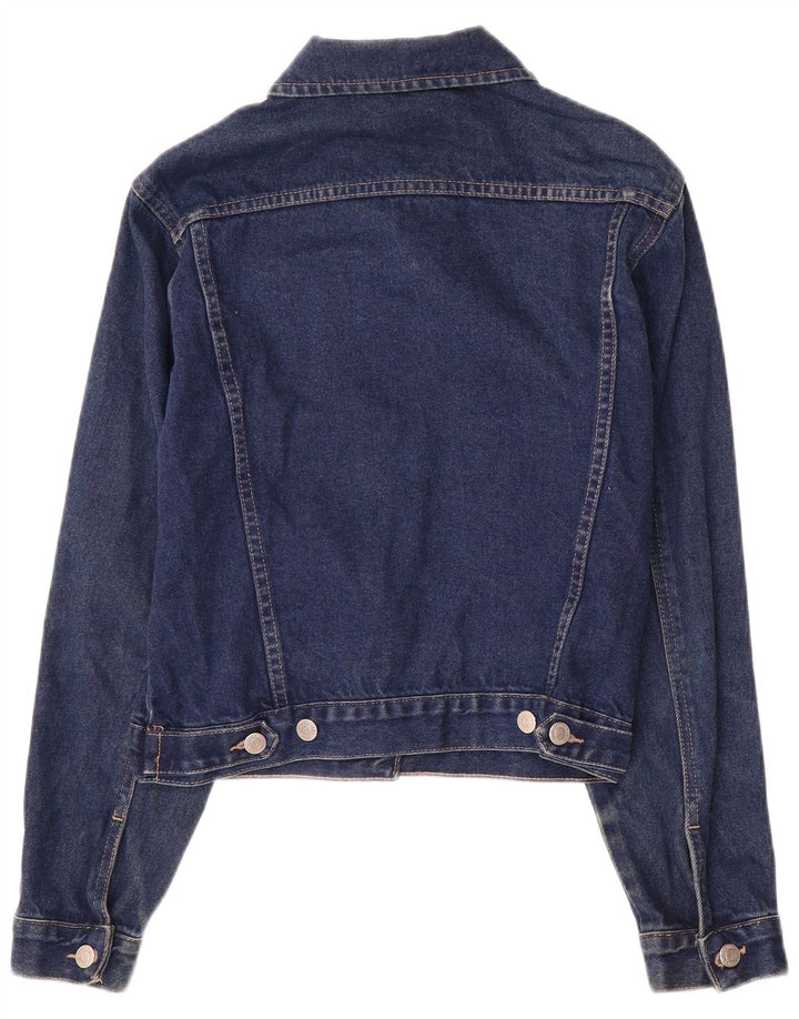 VINTAGE Womens Denim Jacket UK 12 Medium Navy Blue