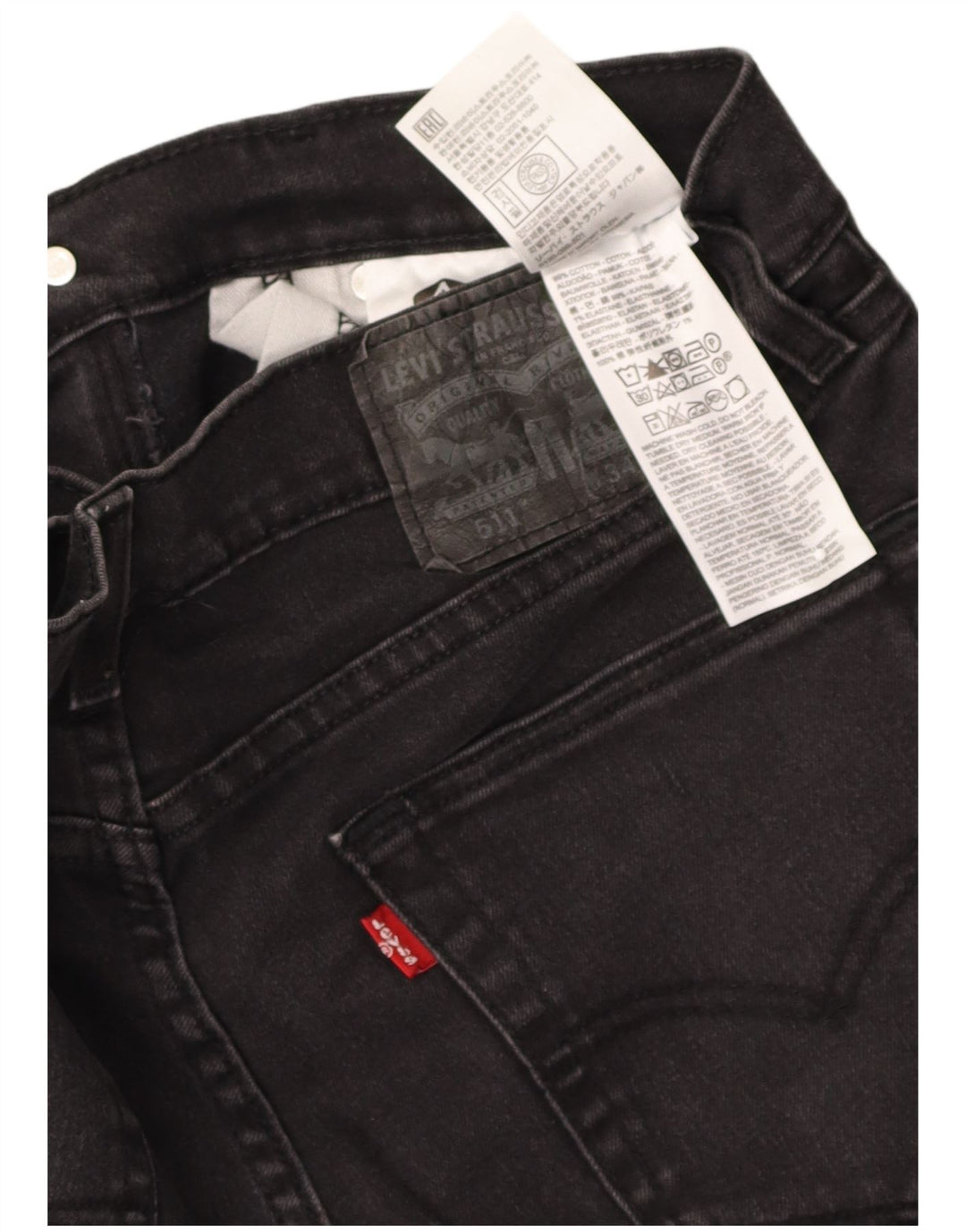 LEVI'S Womens 511 Slim Jeans W34 L30 Black Cotton