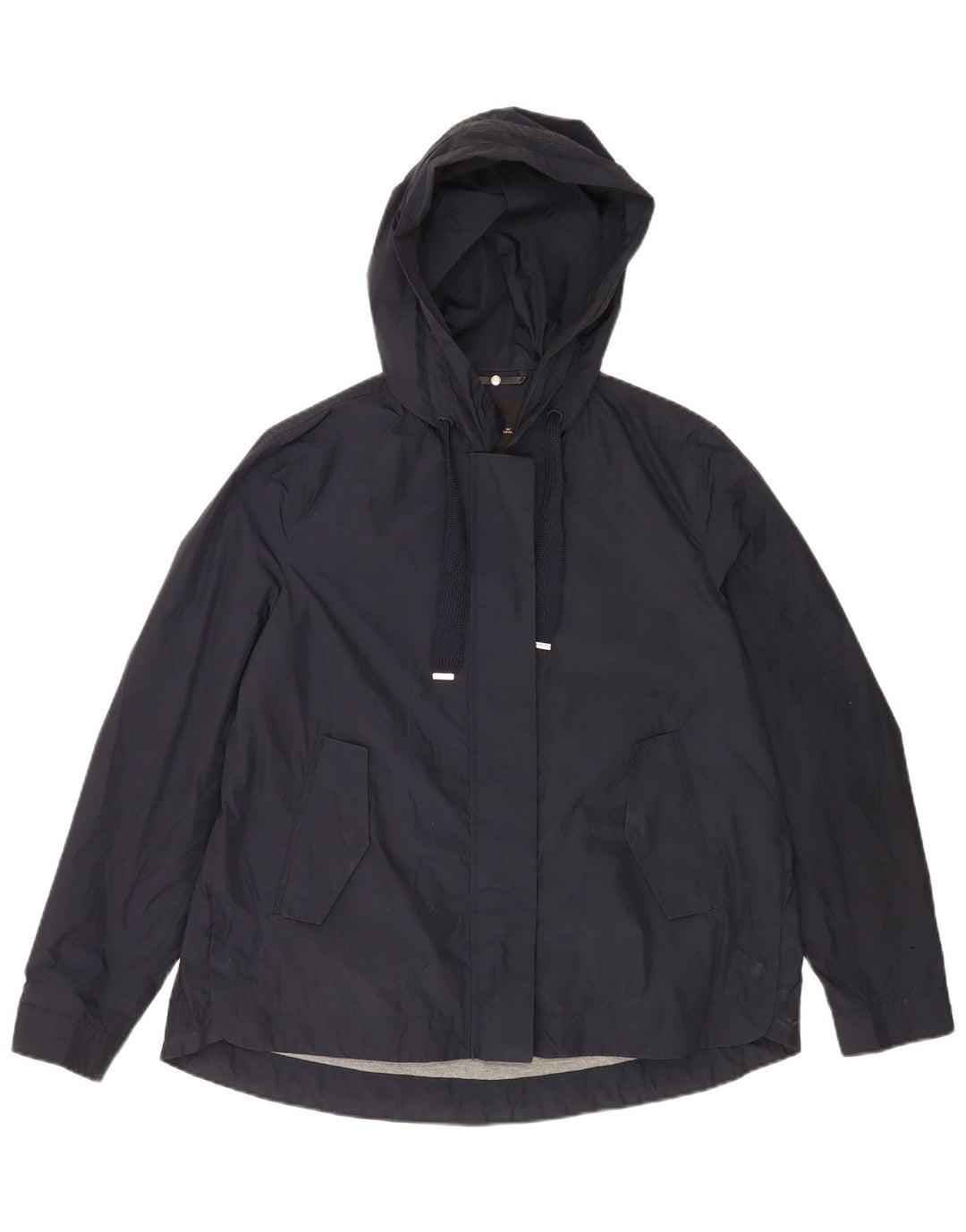 Massimo Dutti Womens Hooded Oversized Bomber Jacket UK 14 Medium Navy Blue