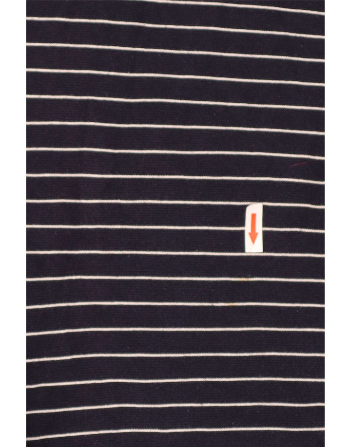 Lacoste Mens V-Neck Jumper Sweater Size 4 Medium Navy Blue Striped