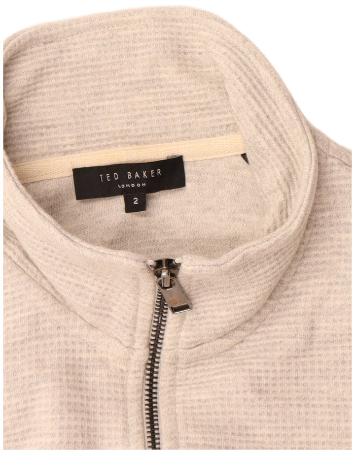 Ted Baker Mens Zip Neck Sweatshirt Jumper Size 2 Small Grey Cotton