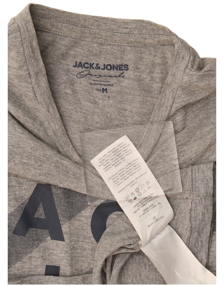 Jack & Jones Mens Graphic T-Shirt Top Medium Grey Cotton
