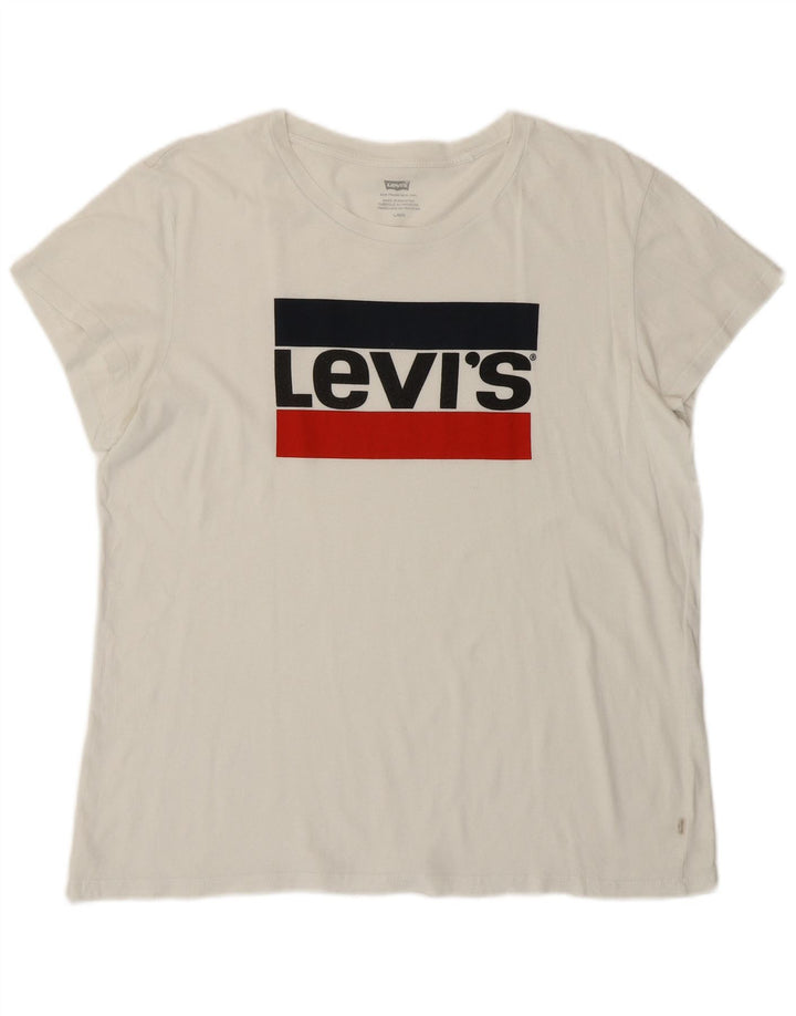 LEVI'S Womens Graphic T-Shirt Top UK 16 Large White