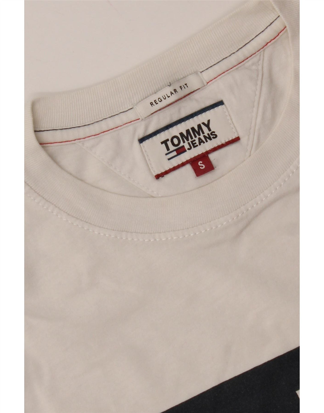 TOMMY HILFIGER Mens Graphic T-Shirt Top Small White Colourblock