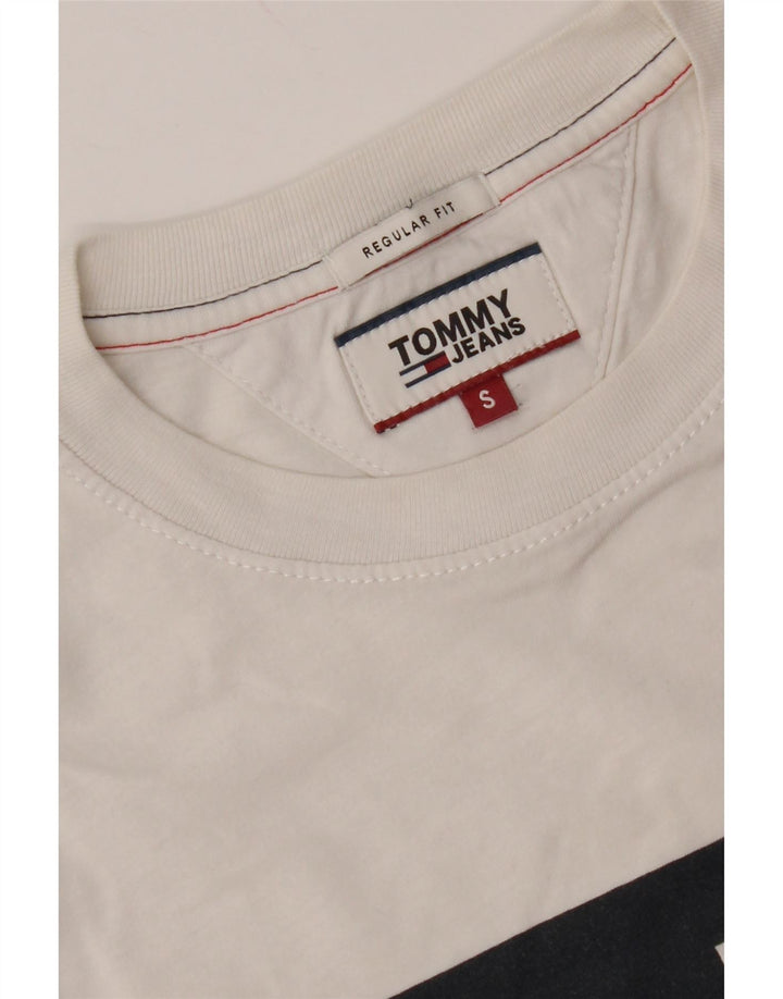 TOMMY HILFIGER Mens Graphic T-Shirt Top Small White Colourblock