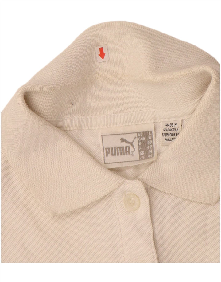 PUMA Womens Sleeveless Polo Shirt UK 14 Medium  Off White