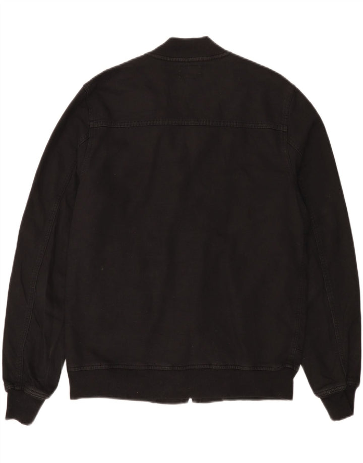 True Religion Mens Bomber Jacket UK 36 Small Black Cotton