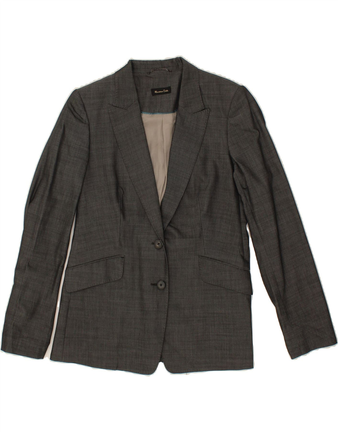 MASSIMO DUTTI Womens 2 Button Blazer Jacket IT 42 Medium Grey Acetate Vintage Massimo Dutti and Second-Hand Massimo Dutti from Messina Hembry 