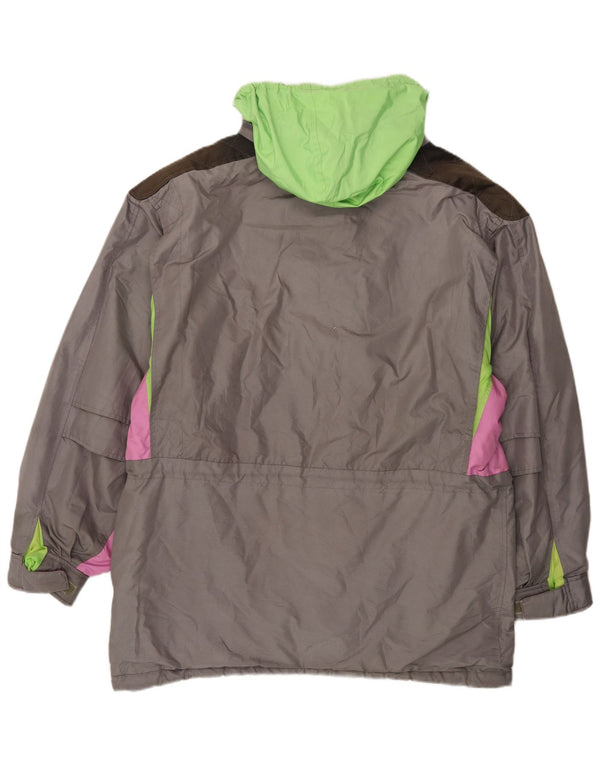 Lafont Mens Hooded Windbreaker Jacket UK 46 3XL Grey Colourblock