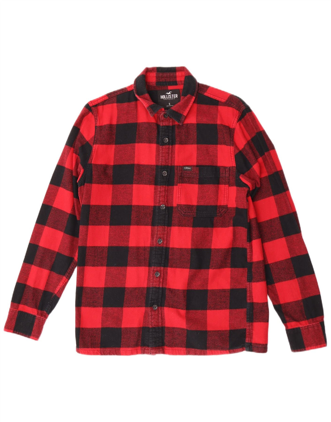 Hollister Mens Flannel Shirt Small Red Check Cotton