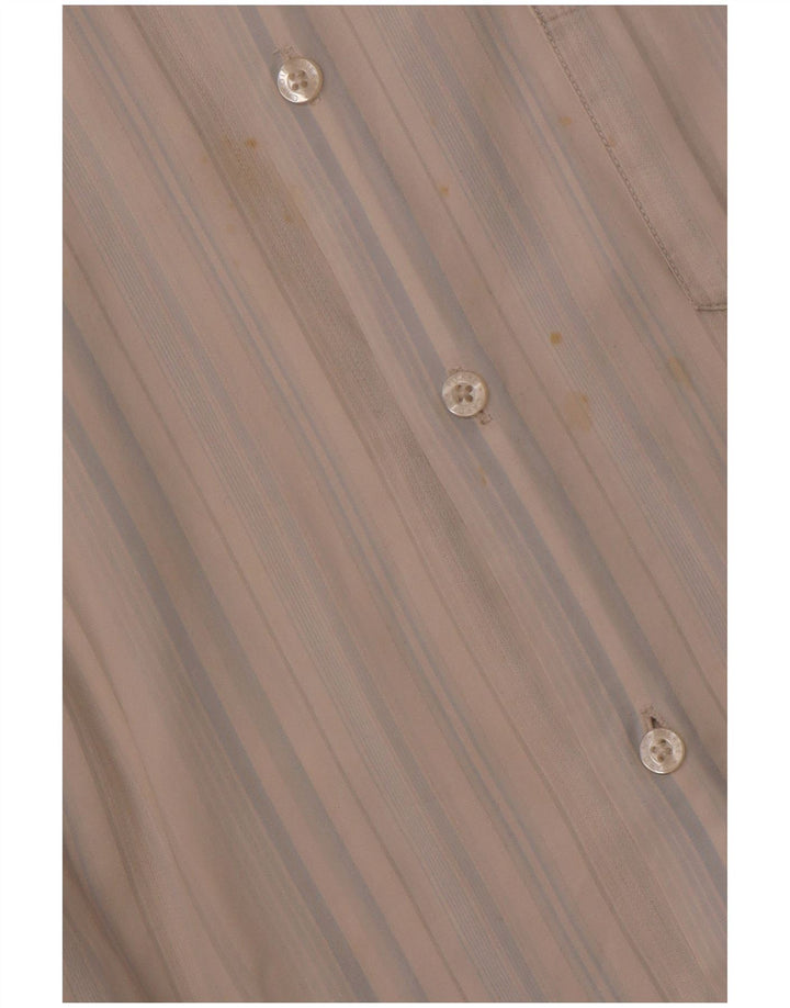 PIERRE CARDIN Mens Short Sleeve Shirt 2XL Blue Striped Cotton