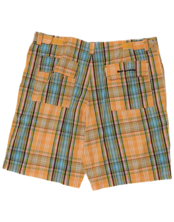 Best Company Mens Cargo Shorts XL W36  Yellow Plaid Cotton