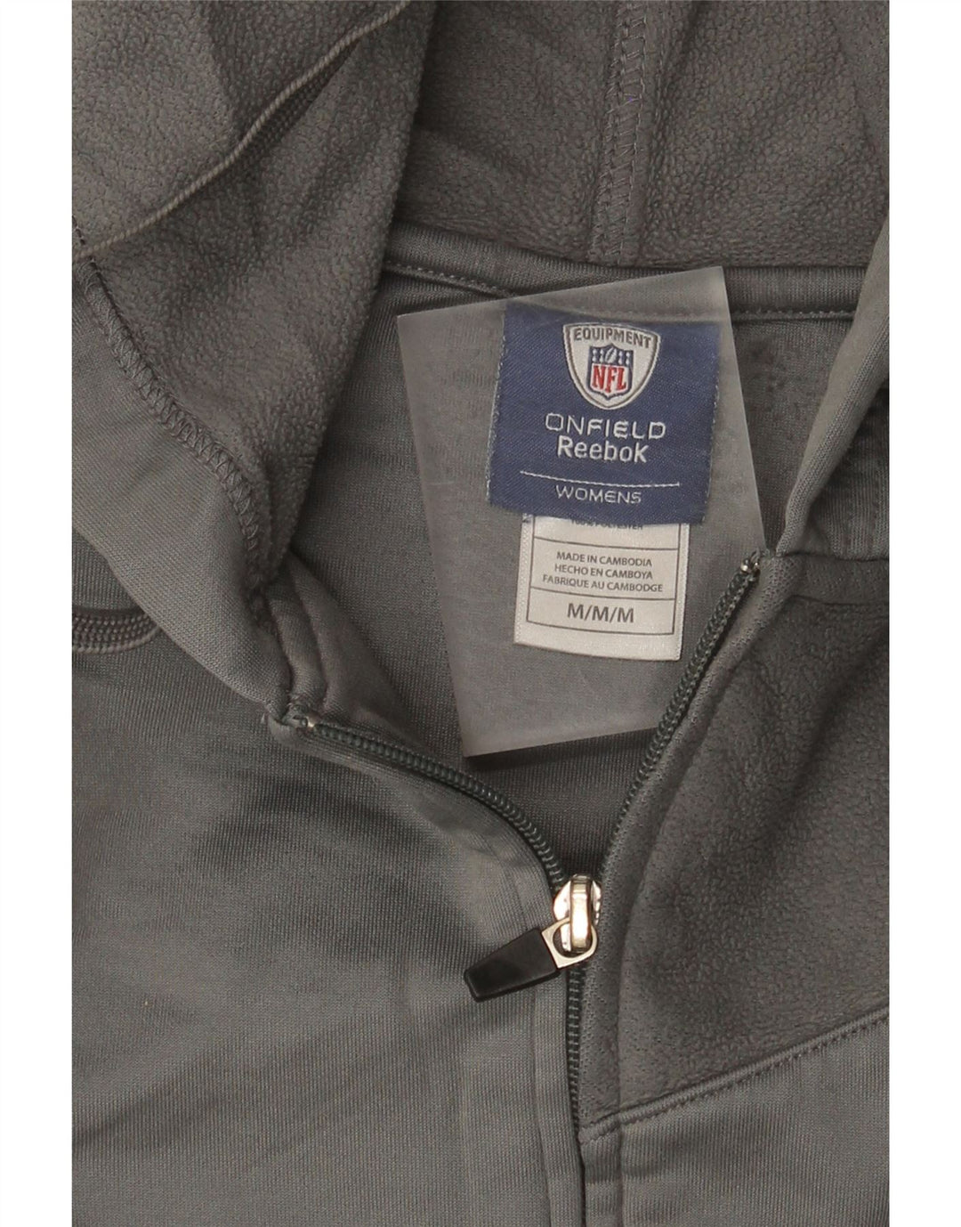 Reebok Womens Zip Hoodie Sweater UK 14 Medium Grey Polyester