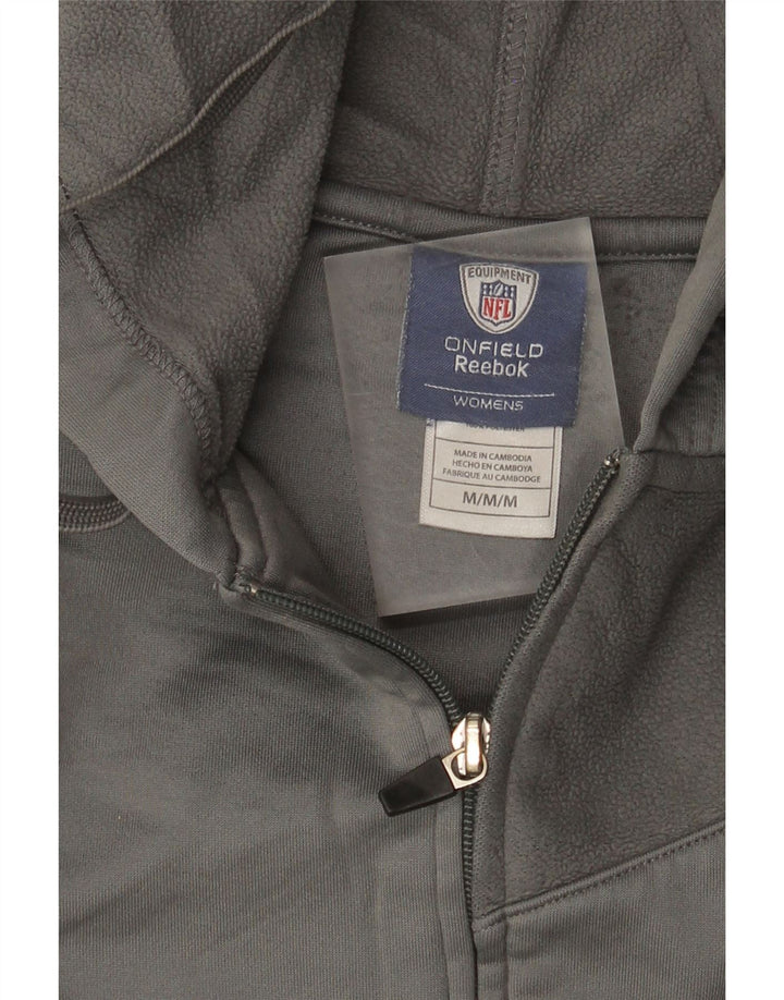 Reebok Womens Zip Hoodie Sweater UK 14 Medium Grey Polyester