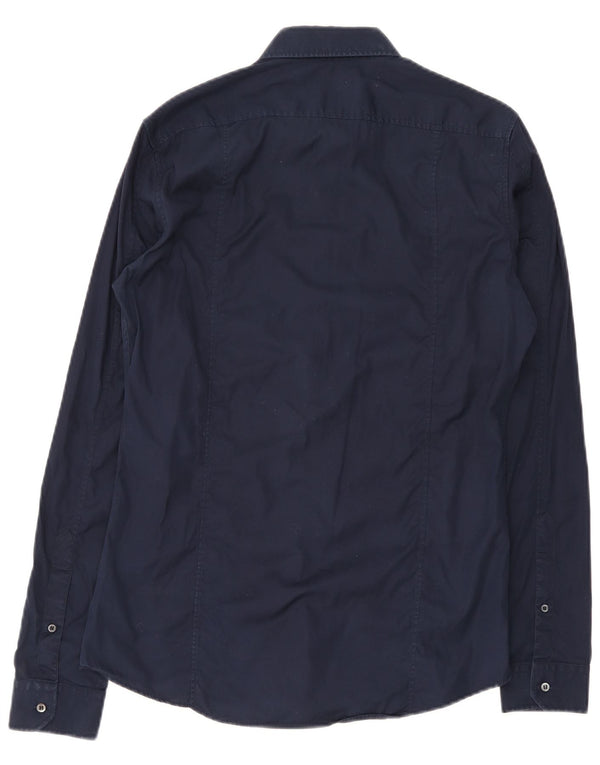 Gucci Mens Slim Fit Shirt Size 39 15 1/2 Medium Navy Blue Cotton