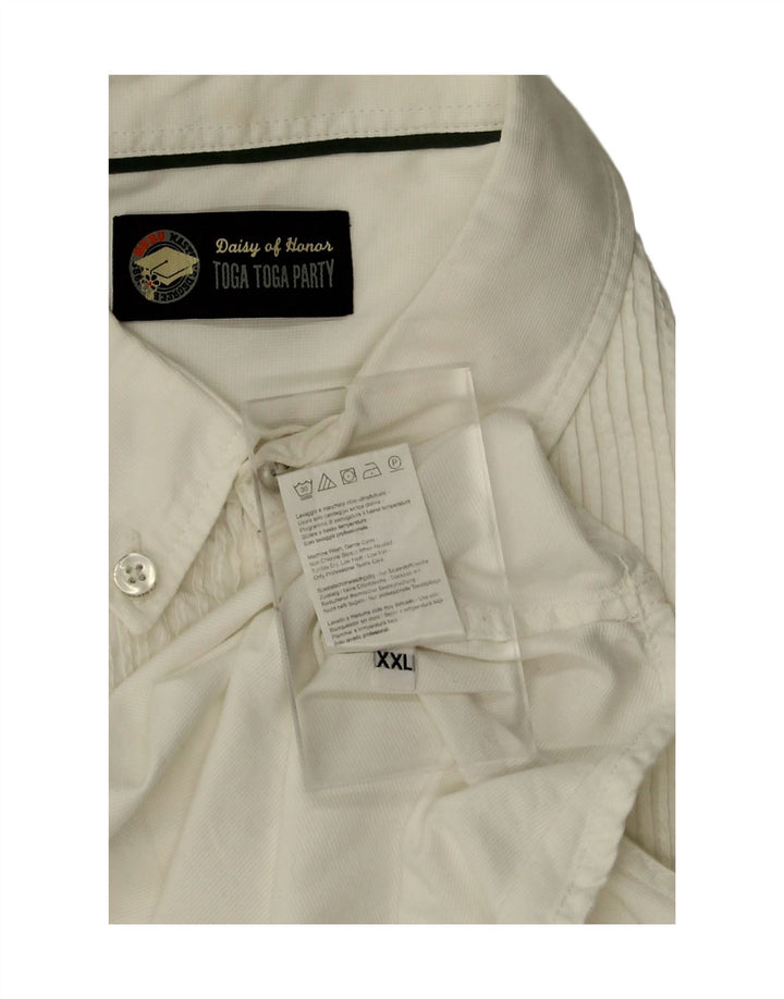 VINTAGE Mens Slim Shirt 2XL White Cotton Vintage Vintage and Second-Hand Vintage from Messina Hembry 