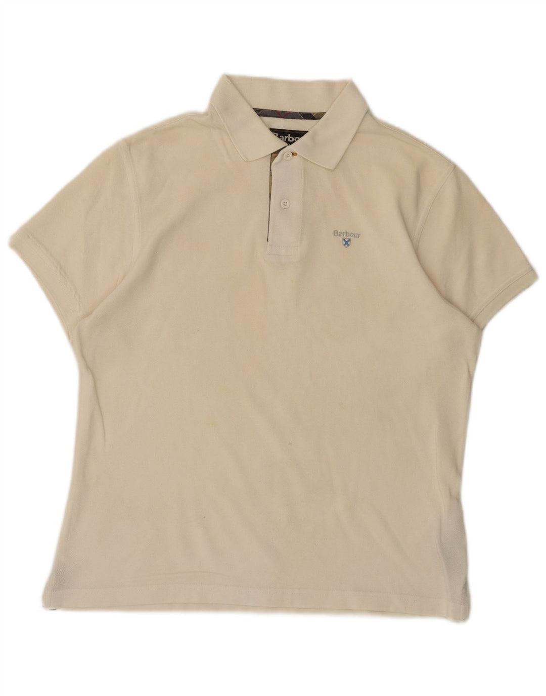 BARBOUR Mens Polo Shirt Medium Beige Cotton